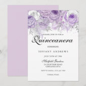 Lavender Paars White Silver Flowers Quinceanera Kaart (Voorkant / Achterkant)