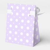 Lavender paars, witte polka stipmonogram bruiloft bedankdoosjes (Achterkant)