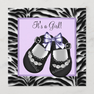 Lavender Paars Zebra Baby shower Kaart