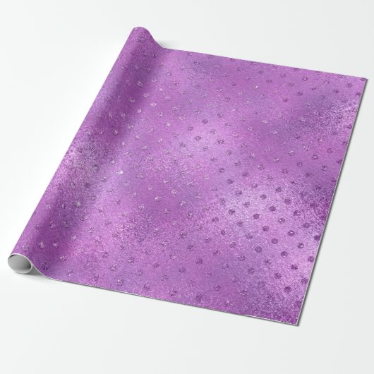 Lavender Paarse Amethyst Plum Glam Glitter Stippen Cadeaupapier (Uitgerold)
