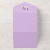 Lavender Paarse Ampersand QR Code All In One Uitnodiging (Buitenkant)