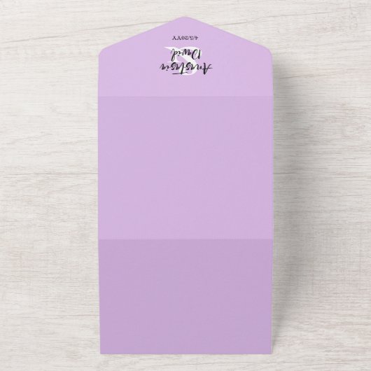 Lavender Paarse Ampersand QR Code All In One Uitnodiging (Buitenkant)