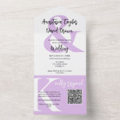 Lavender Paarse Ampersand QR Code All In One Uitnodiging (Binnen)