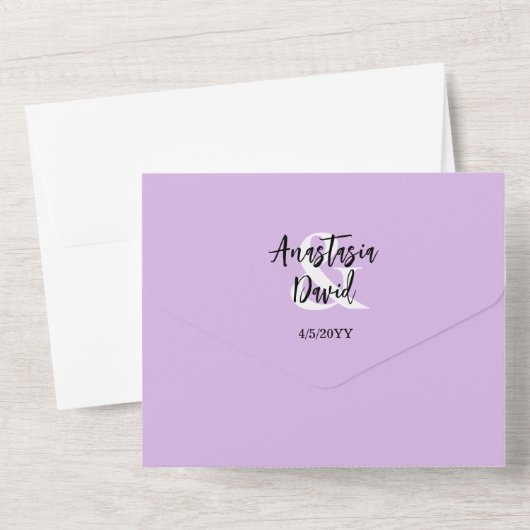 Lavender Paarse Ampersand QR Code All In One Uitnodiging (Achterkant)