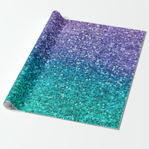 Lavender Paarse & Blauwgroen Aqua Green Sparkly Pa Cadeaupapier