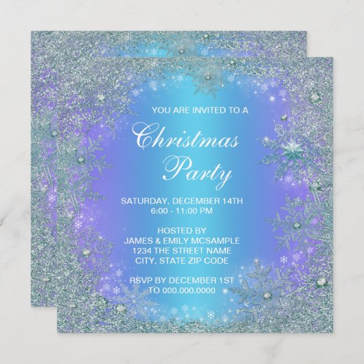 Lavender Paarse Blauwgroen Blauwe Snowflake Kerstm Kaart (Voorkant / Achterkant)