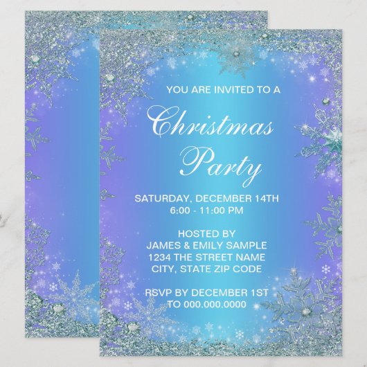 Lavender Paarse Blauwgroen Blauwe Snowflake Kerstm Kaart (Voorkant / Achterkant)