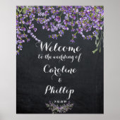 Lavender paarse bloemetjesbruiloft welkomstbord poster (Voorkant)