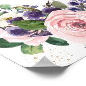 Lavender Paarse Blush Pink Floral Weddenschap Welk Poster (Hoek)