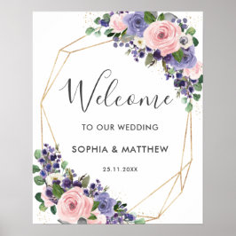 Lavender Paarse Blush Pink Floral Weddenschap Welk Poster