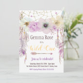 Lavender & Paarse Boho Wild Een eerste verjaardag Kaart (Staand voorkant)