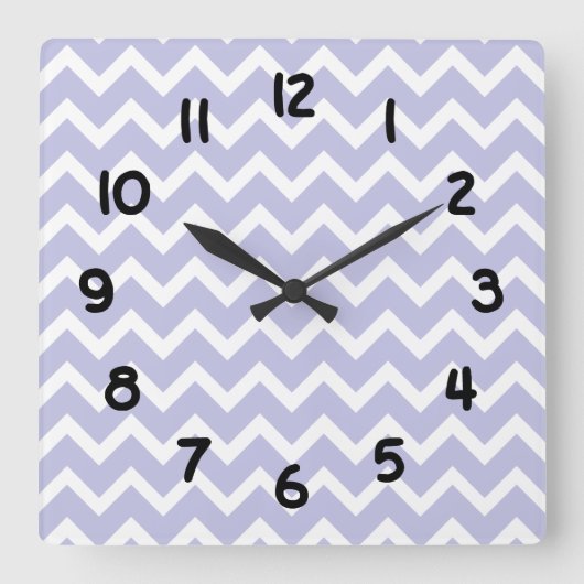Lavender paarse Chevron Clock Vierkante Klok (Voorkant)
