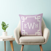 Lavender Paarse Custom Greek Key Monogram Initiale Kussen (Stoel)