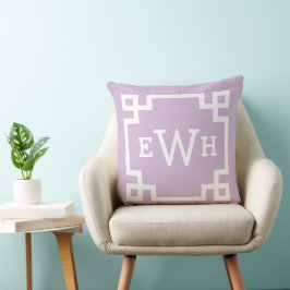 Lavender Paarse Custom Greek Key Monogram Initiale Kussen
