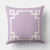 Lavender Paarse Custom Greek Key Monogram Initiale Kussen (Achterkant)