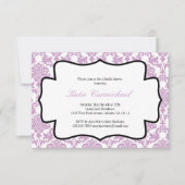 Lavender Paarse Damask Uitnodiging (Voorkant)