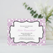 Lavender Paarse Damask Uitnodiging (Staand voorkant)