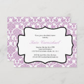 Lavender Paarse Damask Uitnodiging (Voorkant / Achterkant)
