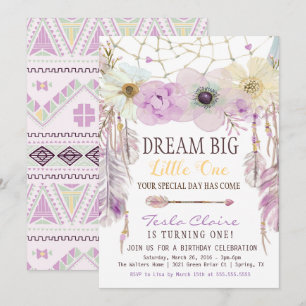 Lavender & Paarse Dream Catcher Boho Birthday Kaart