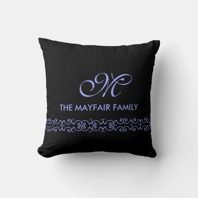  lavender Paarse Familie Monogram Ontwerp Kussen (Voorkant)