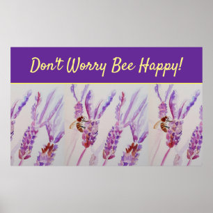 Lavender Paarse Floral Art maakt zich geen zorgen  Poster