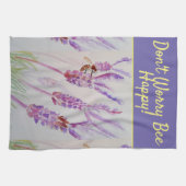 Lavender Paarse Floral Art maakt zich geen zorgen  Theedoek (Horizontaal)