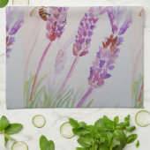 Lavender Paarse Floral Art maakt zich geen zorgen  Theedoek (Gevouwen)