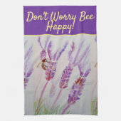 Lavender Paarse Floral Art maakt zich geen zorgen Theedoek (Verticaal)