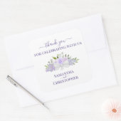 Lavender Paarse Floral Bouquet Weddenschap Vierkante Sticker (Envelop)