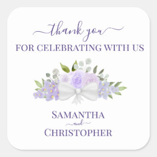 Lavender Paarse Floral Bouquet Weddenschap Vierkante Sticker