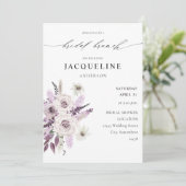 Lavender Paarse Floral Bridal Brunch Kaart (Staand voorkant)