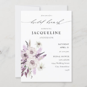 Lavender Paarse Floral Bridal Brunch Kaart