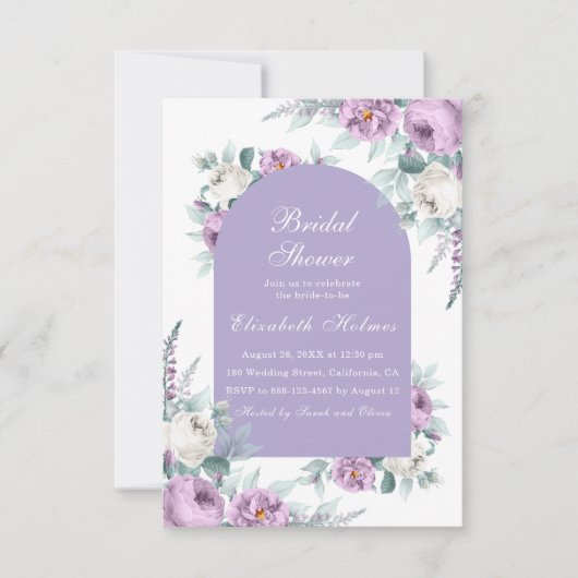 Lavender Paarse Floral Bridal Shower Kaart (Voorkant)