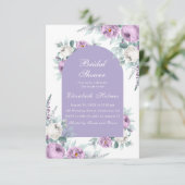 Lavender Paarse Floral Bridal Shower Kaart (Staand voorkant)