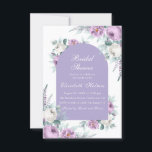 Lavender Paarse Floral Bridal Shower Kaart<br><div class="desc">Maak je Vrijgezellenfeest in stijl bekend met deze prachtige uitnodigingen, met delicate lavendel en witte pinda's die vrouwelijkheid en elegantie uitbannen. De elegante manuscriptdoopvont voegt een aanraking van verfijning aan uw gebeurtenis toe, makend het duidelijk dat dit een speciale niet te missen gelegenheid is. Deze uitnodigingen zijn gedrukt op hoogwaardige...</div>