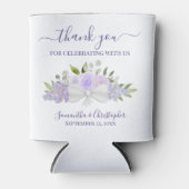 Lavender Paarse Floral Elegant Wedding Dank je wel Blikjeskoeler (Voorkant)