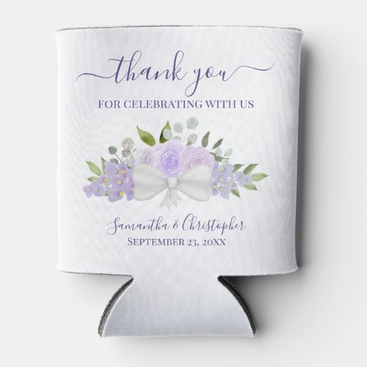 Lavender Paarse Floral Elegant Wedding Dank je wel Blikjeskoeler (Voorkant)