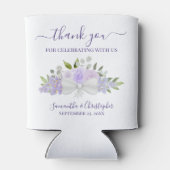 Lavender Paarse Floral Elegant Wedding Dank je wel Blikjeskoeler (Achterkant)