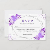 Lavender Paarse Floral Grey Lijst Wedding RSVP (Voorkant)