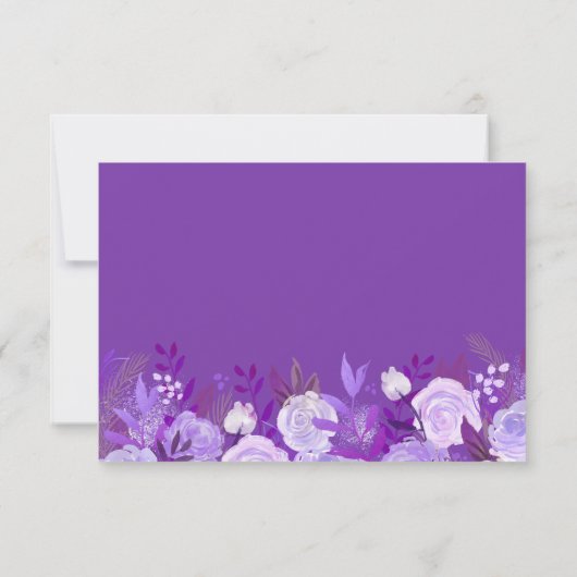 Lavender Paarse Floral Grey Lijst Wedding RSVP (Achterkant)