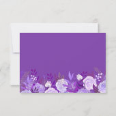 Lavender Paarse Floral Grey Lijst Wedding RSVP Kaartje (Achterkant)