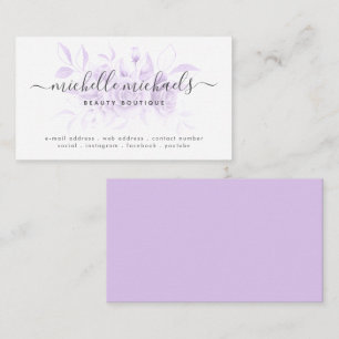 Lavender Paarse Floral Minimale Manuscript Moderne Visitekaartje
