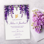 Lavender Paarse Floral Modern Elegant Wedding Kaart