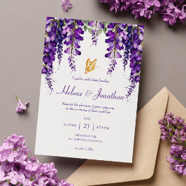 Lavender Paarse Floral Modern Elegant Wedding Kaart