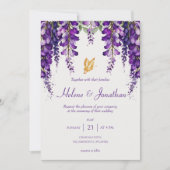 Lavender Paarse Floral Modern Elegant Wedding Kaart (Voorkant)