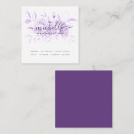 Lavender Paarse Floral Script Beauty Boutique Vierkante Visitekaartje