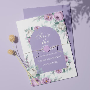 Lavender Paarse Floral sla de Kaart Datum op