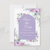 Lavender Paarse Floral sla de Kaart Datum op (Voorkant)