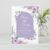 Lavender Paarse Floral sla de Kaart Datum op (Staand voorkant)