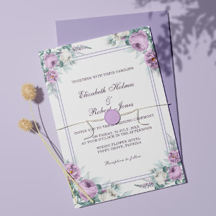 Lavender Paarse Floral Wedding Invitation Kaart